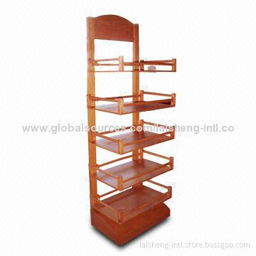 POP Wooden Food and Beverage Display Rack with Paint Finish, Measures 590 x 400 x 1670mm